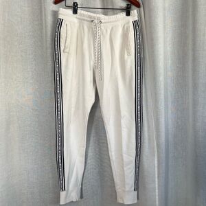 Michael Kors White Joggers with Black Side Stripes and Name Logo